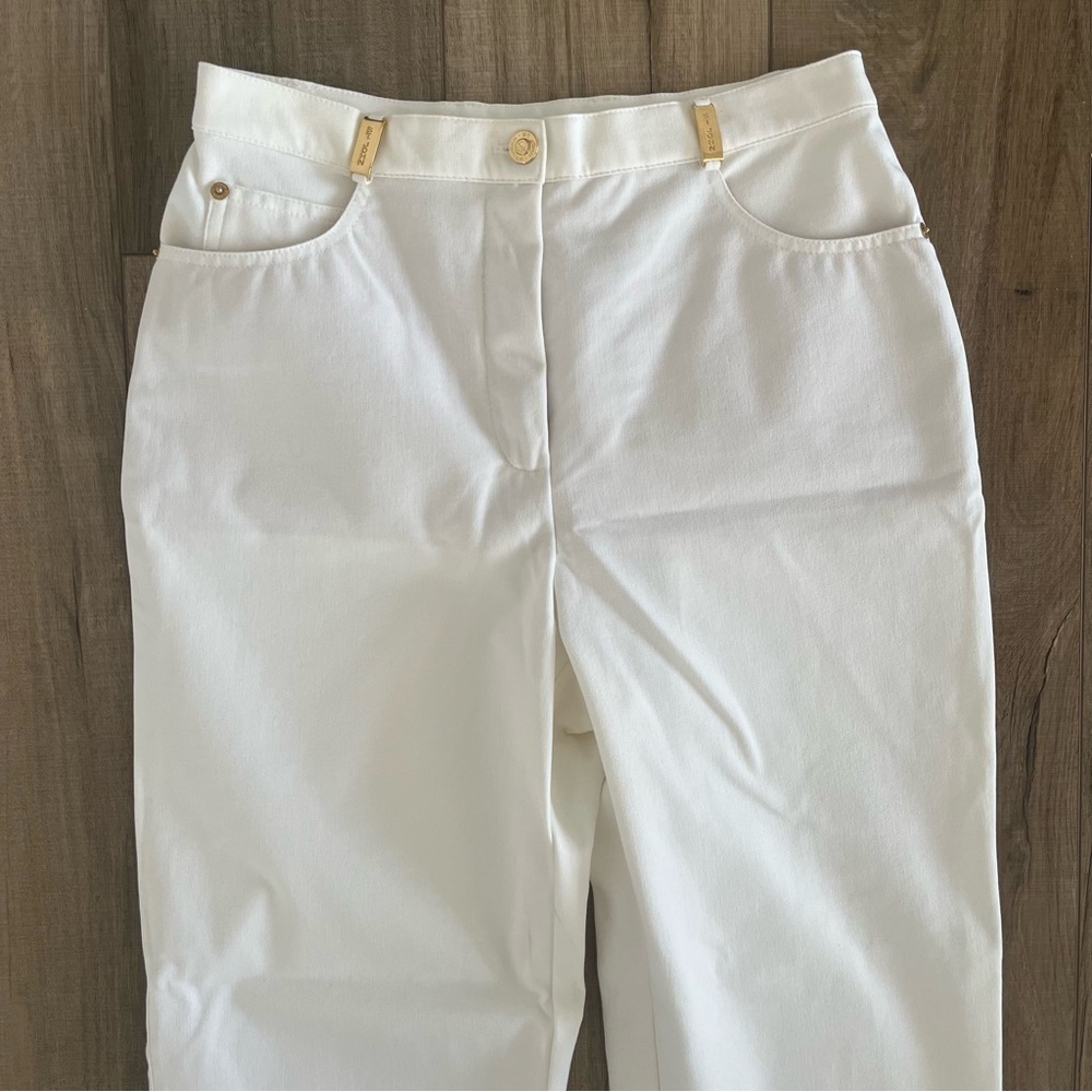 St. John Sport White Straight Leg Pants Stretch Trousers Sz 8 Workwear Coastal - Picture 4 of 13